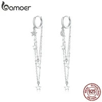 bamoer 925 sterling silver jewelry gift with stars moon tassel earrings earrings for women girls gift statement jewelry sce982
