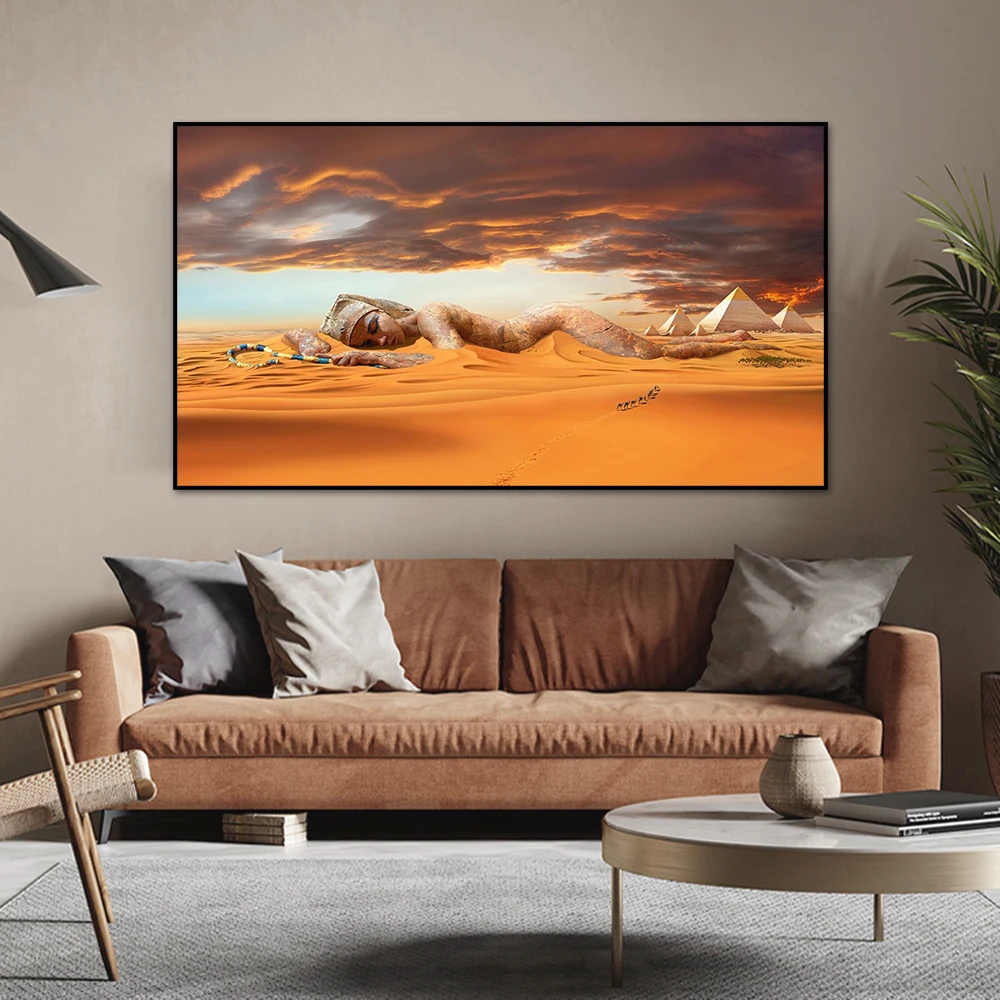 

Queen of Egypt Desert Pyramid Canvas Painting Landscape Posters and Prints Living Room Home Wall Decor Wall Art Picture Unframed