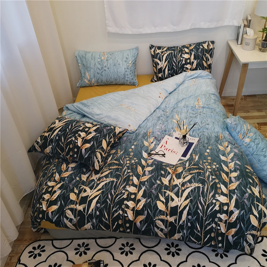 Пододеяльник и наволочка для спальни 3 шт. постельное белье зеленый двойной