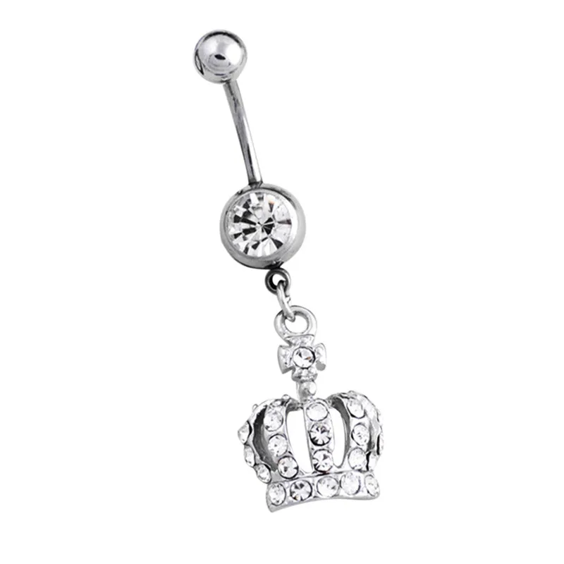 

New Fashion Crown Charm Rhinestone Body Piercing Jewelry Belly Button Ring Navel Jewelry Body