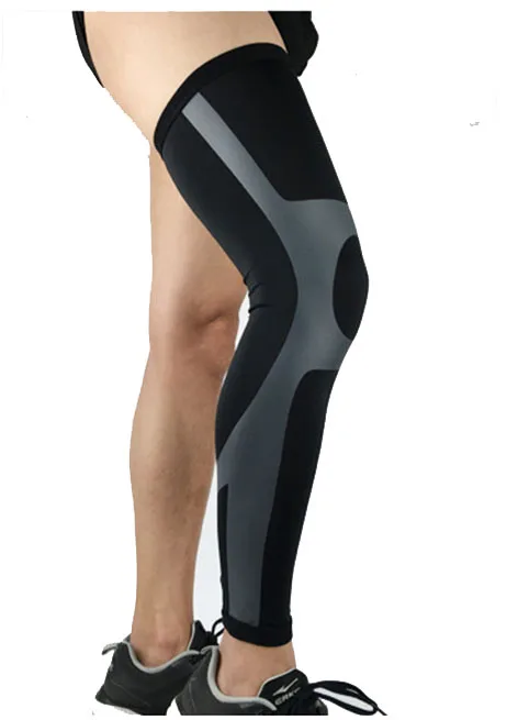 Black with grey 1 шт., спортивные наколенники, дышащие длинные гетры, компрессионные гетры для голени, волейбола, футбола, бега, наколенники - Цвет: Black with grey