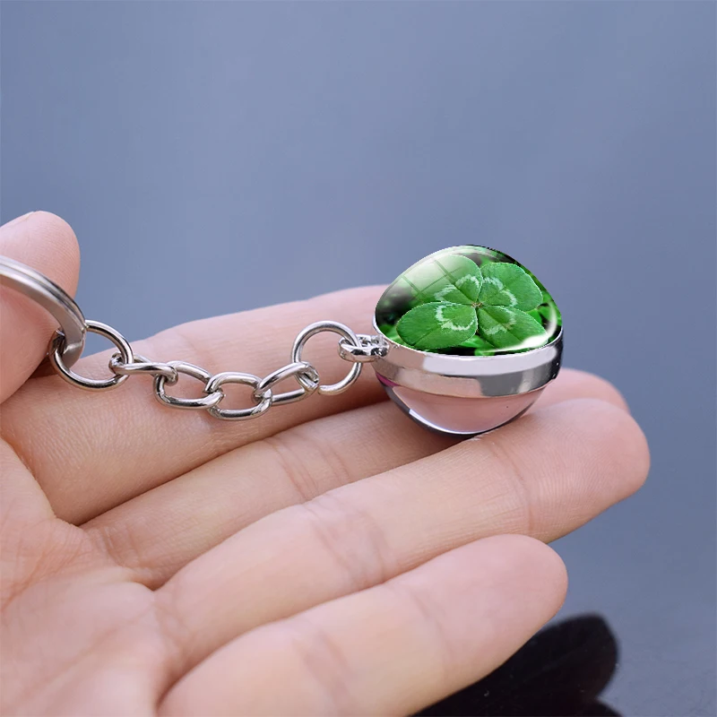 Shamrock Lucky Clover хрустальный шар брелок четырехлистный клевер стеклянный кабошон для