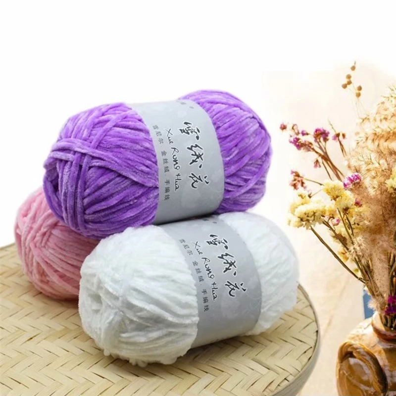 1PC=100g Wool Yarn Gold Velvet Chenille Medium Thick Thread Diy Crochet Sweater Scarf medium thick wool line sweater | Дом и сад