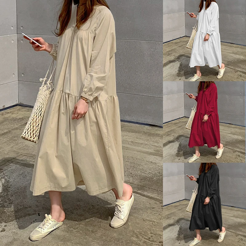 Женское Плиссированное Платье рубашка размера плюс Celmia повседневное свободное