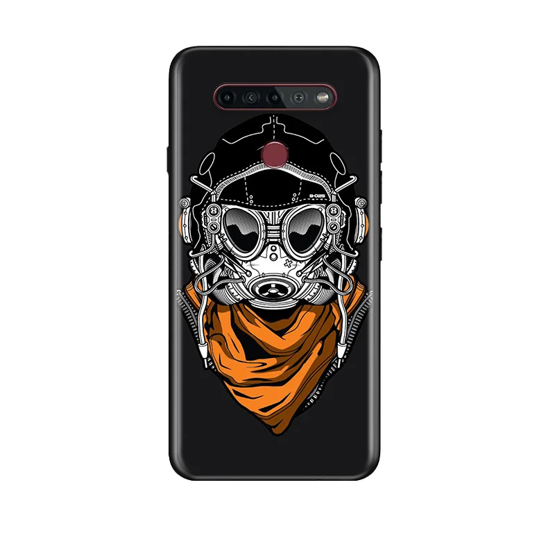 

Cool Gas Mask Smiley For LG G8 V30 V35 V40 V50 V60 Q60 K40S K50S K41S K51S K61 K71 K22 ThinQ 5G TPU Silicone Black Phone Case