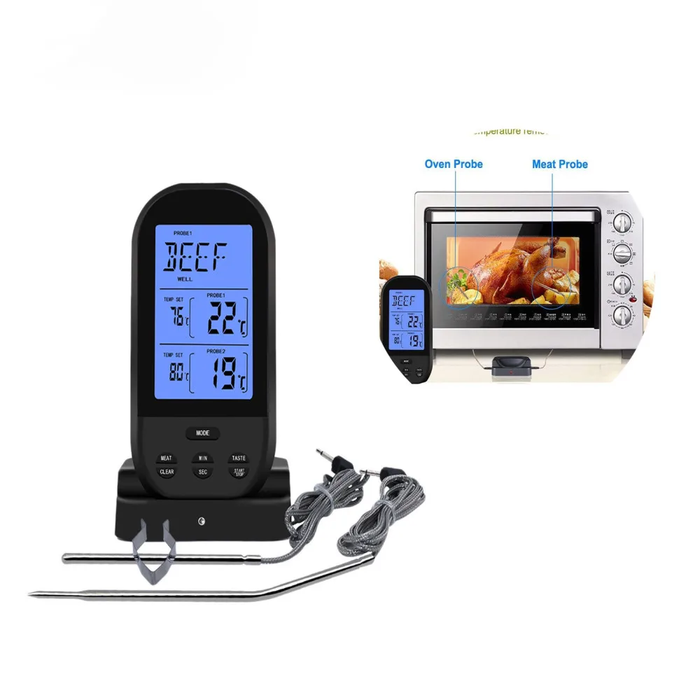 

Wireless Remote Digital Cooking Food Meat for Oven Kitchen Outdoor BBQ Grill Meat Smoker Instant Read Large LCD Disp