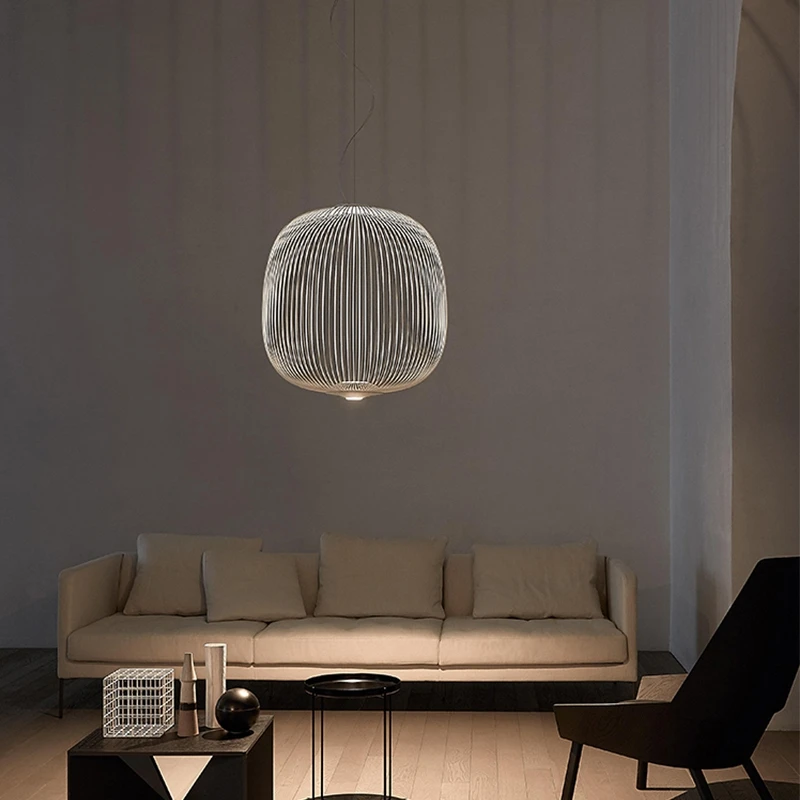 저렴한 디자인 금속 펜던트 조명 럭셔리 새장 큰 크기 행잉 램프 COB LED 바 식당 천 매장 빌라