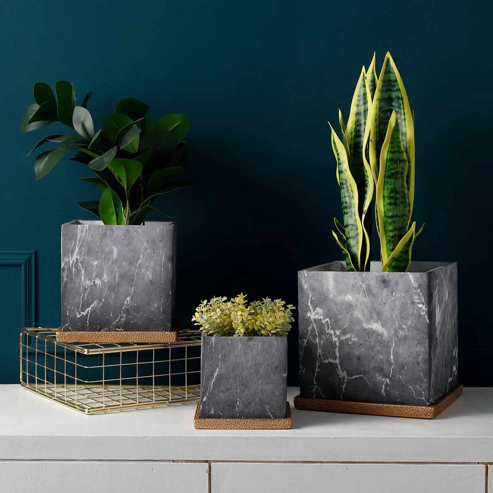 Скандинавский цементный цветочный горшок с имитацией мрамора