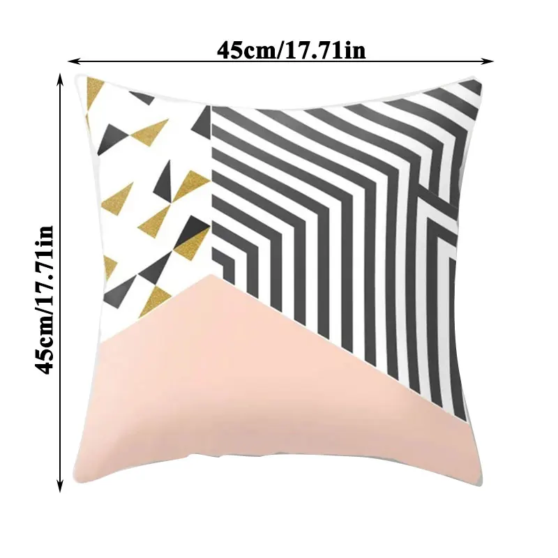 

45*45cm Geometric Printing Series Pillow Cover Waist Pillowcase Washable Non-fading Well-designed Sofa Supplies Home Decoration