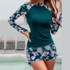 Женский купальник с длинным рукавом, с цветочным принтом