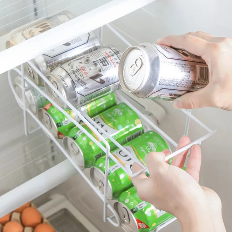 

Kitchen Double-layer Refrigerator Cans Storage Rack Fresh Drink Beer Cola Storage Rack Desktop Convenient and Practical Shelf