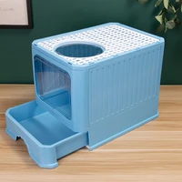 cat litter box with litter scoop large space cats bedpan anti splash foldable cat bedpan with drawer fully enclosed pet toilet b