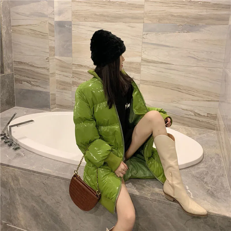 Новинка Осень зима 2019 Женская хлопковая куртка модное блестящее корейское