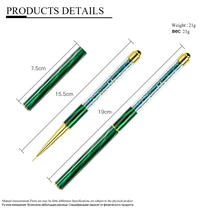 

UV Gel Brush Liner Painting Pen Acrylic Drawing Brush for Nails Gradient Rhinestone Handle Manicure Nail Art Tool
