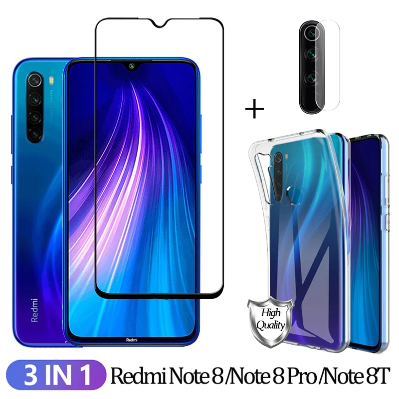 3 в 1 защитная пленка из закаленного стекла для Redmi Note 8 Pro экран протектор