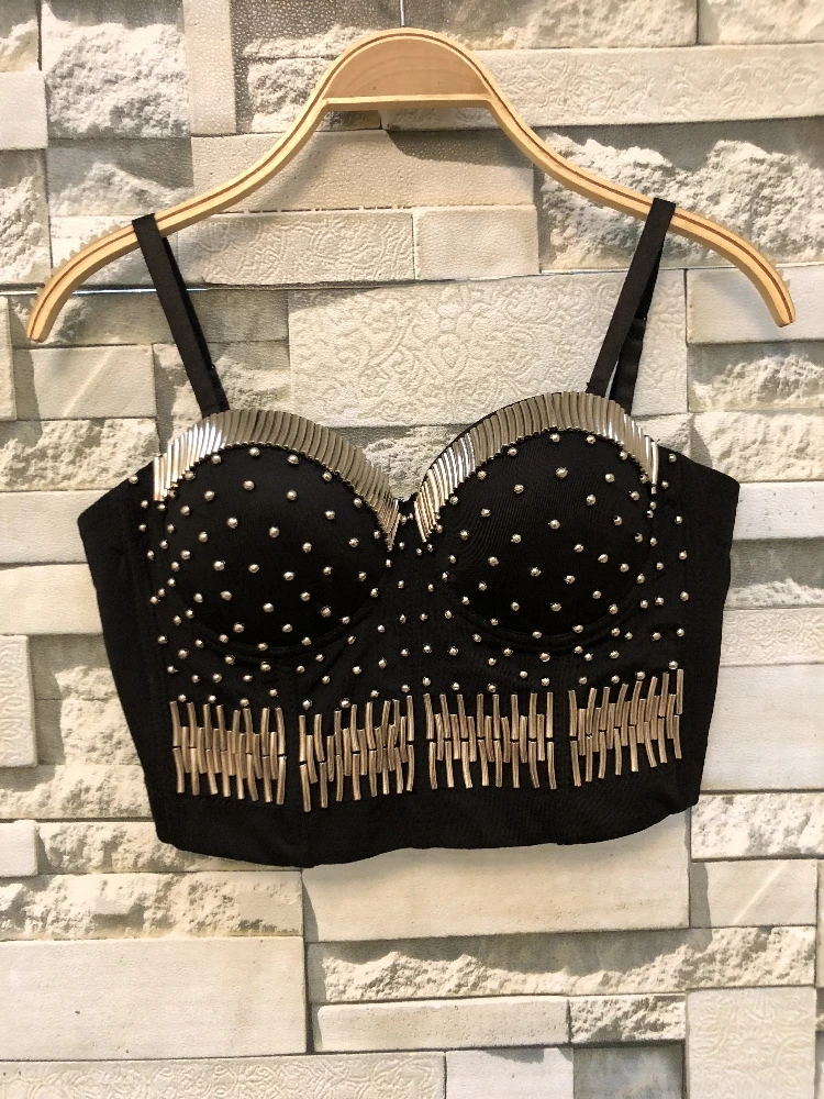 Женский топ бюстье из серебра 2019 пробы со стальными бусинами|Топы| |