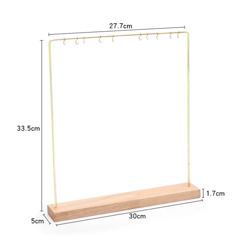 Wooden Gold Metal 3-Tier Tabletop 30/10 Hooks Bracelet Necklace Jewelry Stad Necklace Organizer Display Jewelry Holder