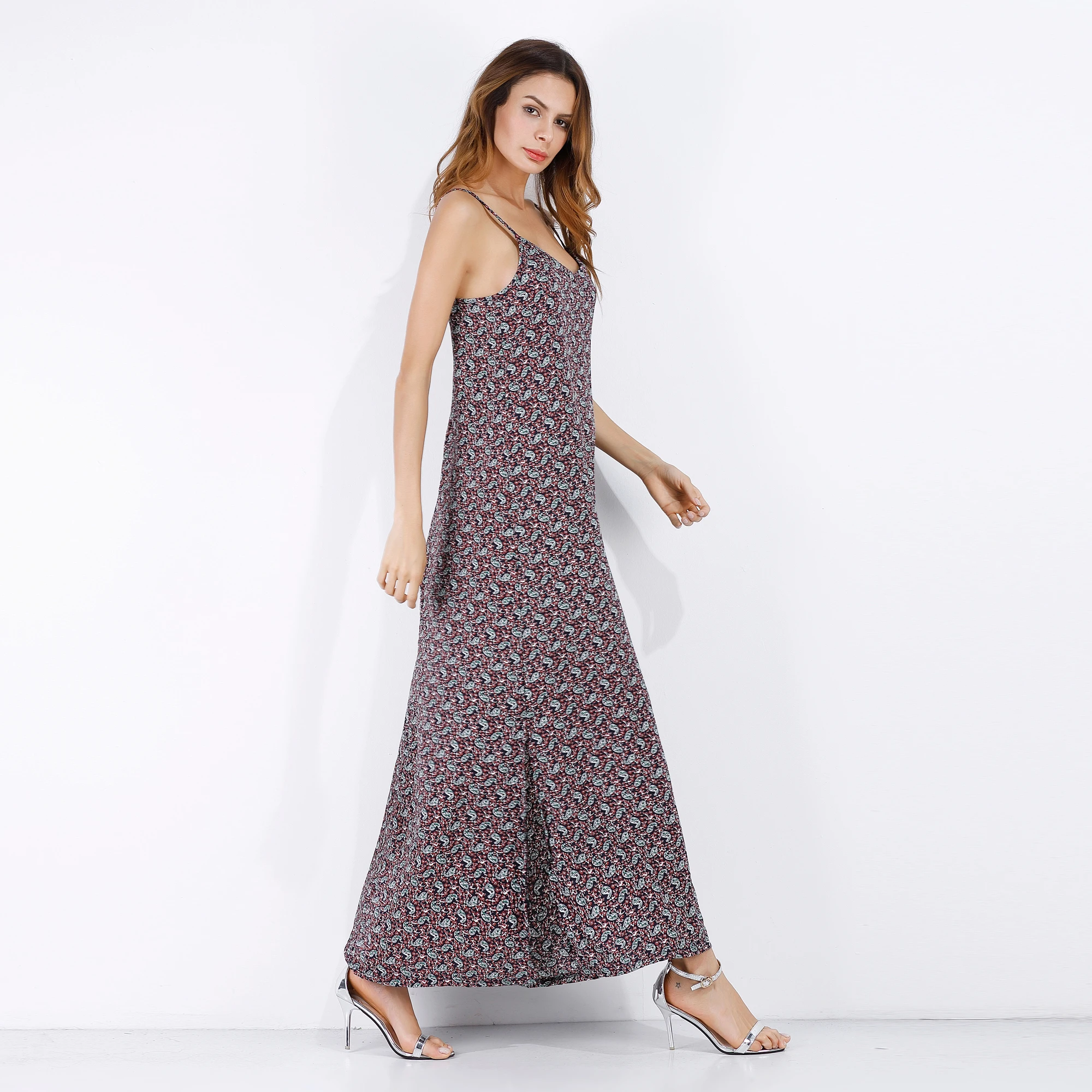 Элегантное платье с открытой спиной женское богемное v-образным вырезом летнее