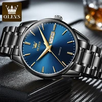 olevs luxury mens watches stainless steel band fashion waterproof luminous quartz watch for man calendar male clock reloj