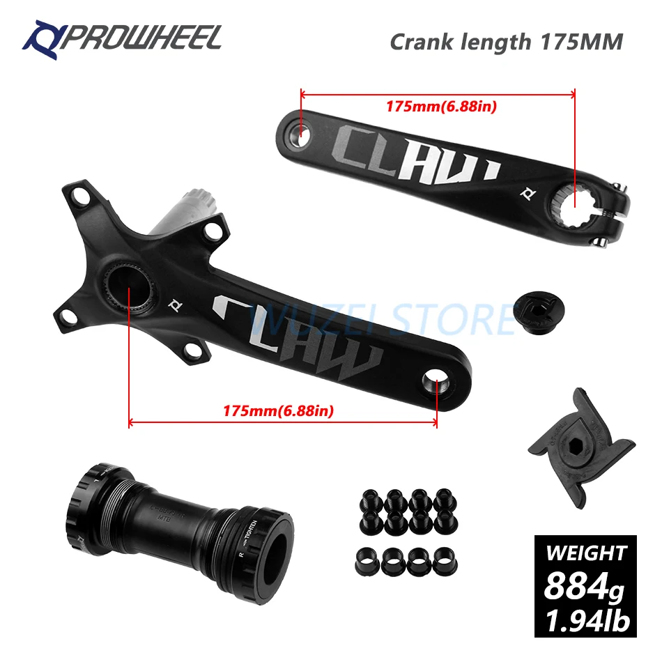 Black 175 and axis PROWHEEL 104BCD шатун для горного велосипеда алюминиевый сплав с дном 170 мм 175 мм MTB велосипедный Кривошип с осью 1x11Speed запчасти для велосипеда - Цвет: Black 175 and axis