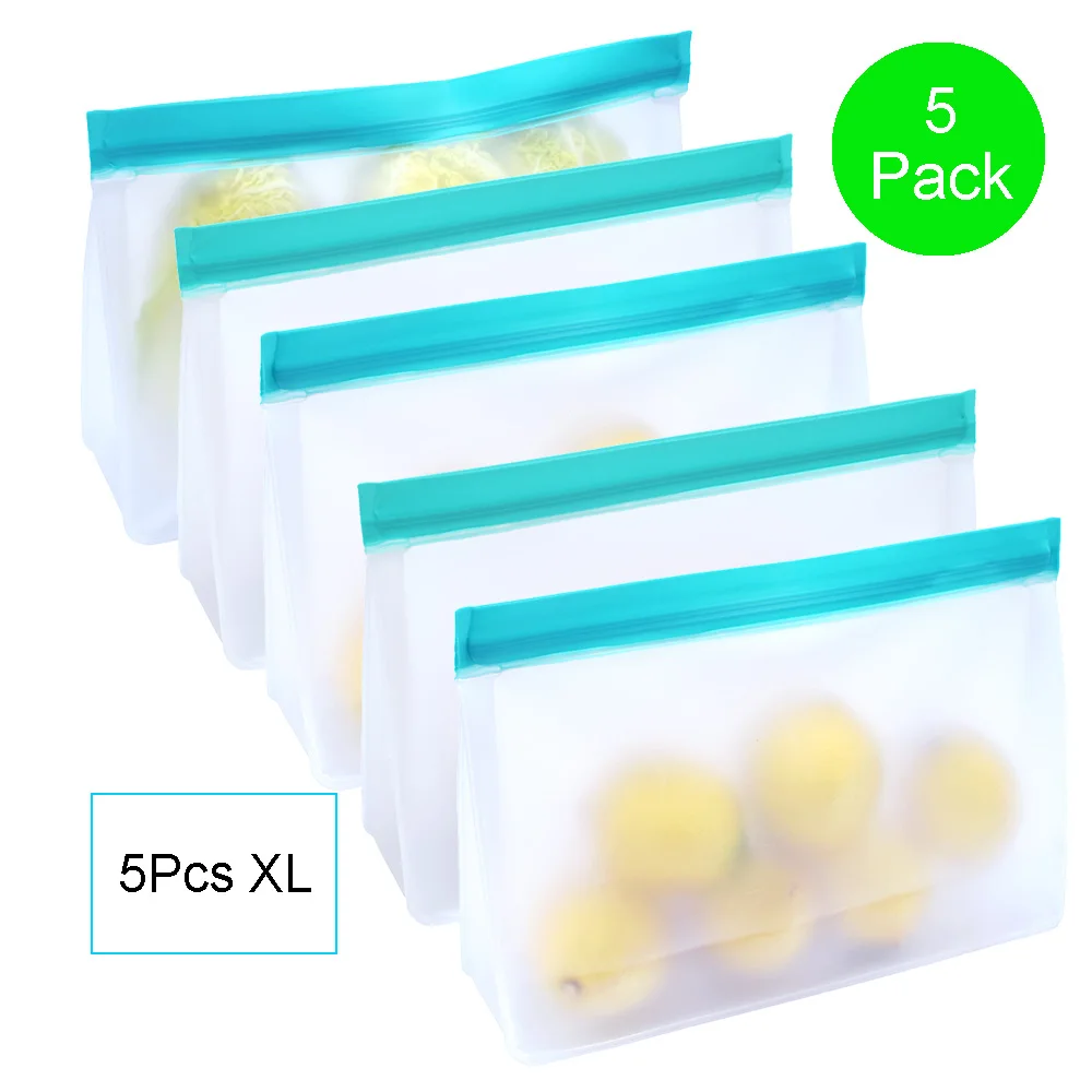 5 XL Многоразовые Slicone сумки для хранения еды легко уплотнение Ziplock Ланч морозильник сумка для детей свежие контейнеры для еды домашний кухонный Организатор - Цвет: 5 XL