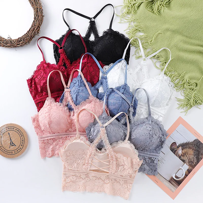 

2021 New Women Sexy Lace Bra Female Bralette Push Up Seamless Tube Sleep Dormir Tops Plus Size Lingerie Underwear Brassieres