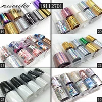 10 designset 2 5100cm diy holographic transfer foil nail art stickers starry paper ab metal color uv gel wraps adhesive decals
