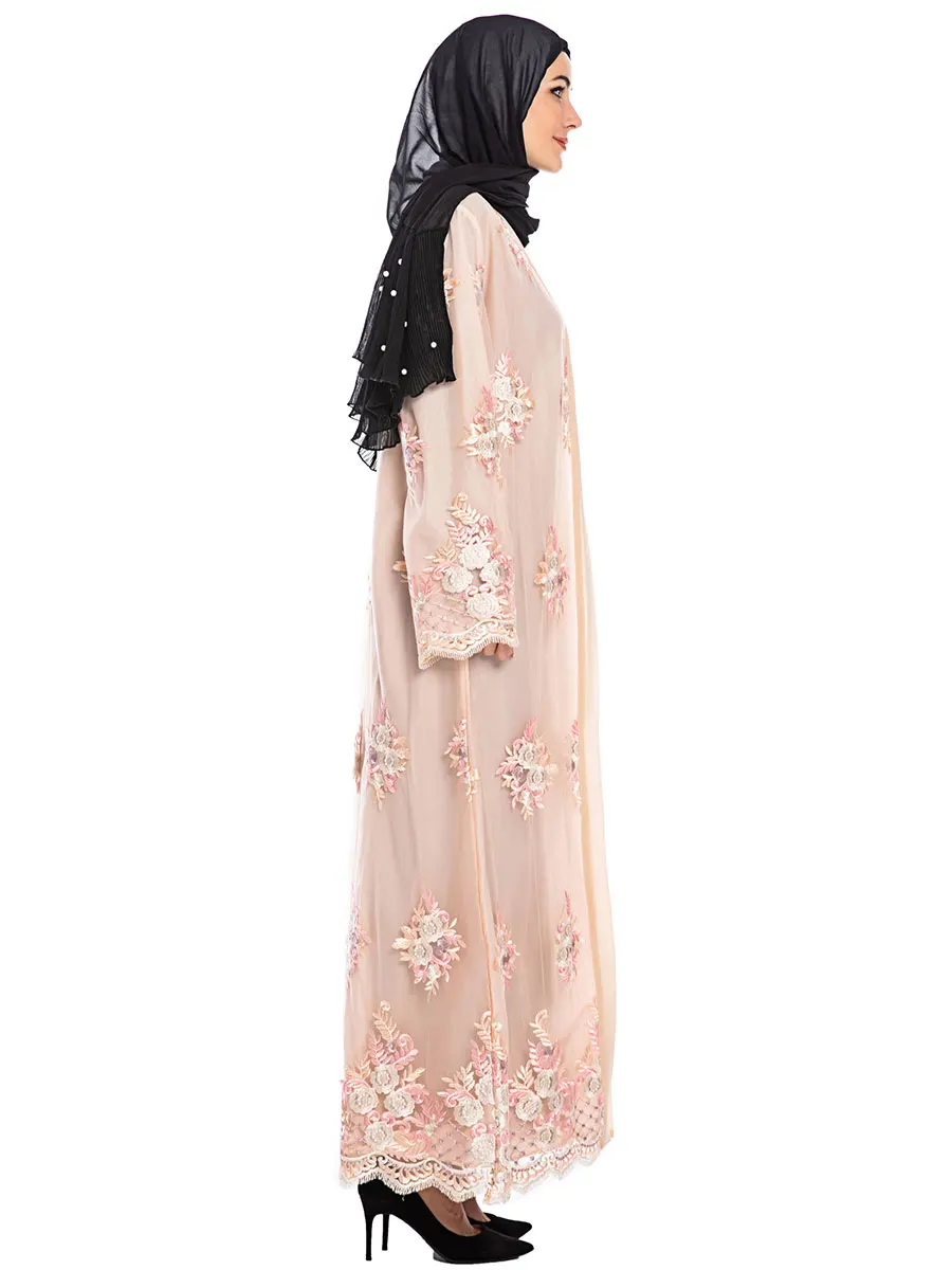 Abaya tтурецкая Марокканская лампа модная простая Caftan уличная с розовым принтом