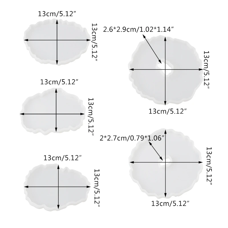 

5Pcs Crystal Epoxy Resin Mold Irregular Round Coasters Casting Silicone Mould DIY Crafts Ornaments Making Tools