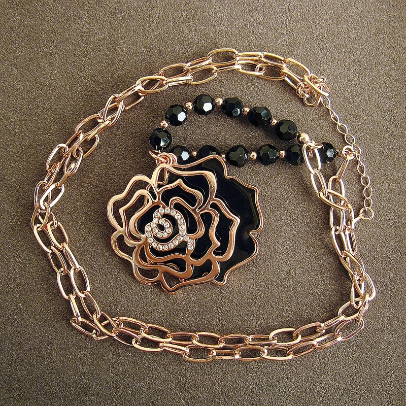 Женское Ожерелье двойной цветок шкентель стиля медная основа для свадьбы и