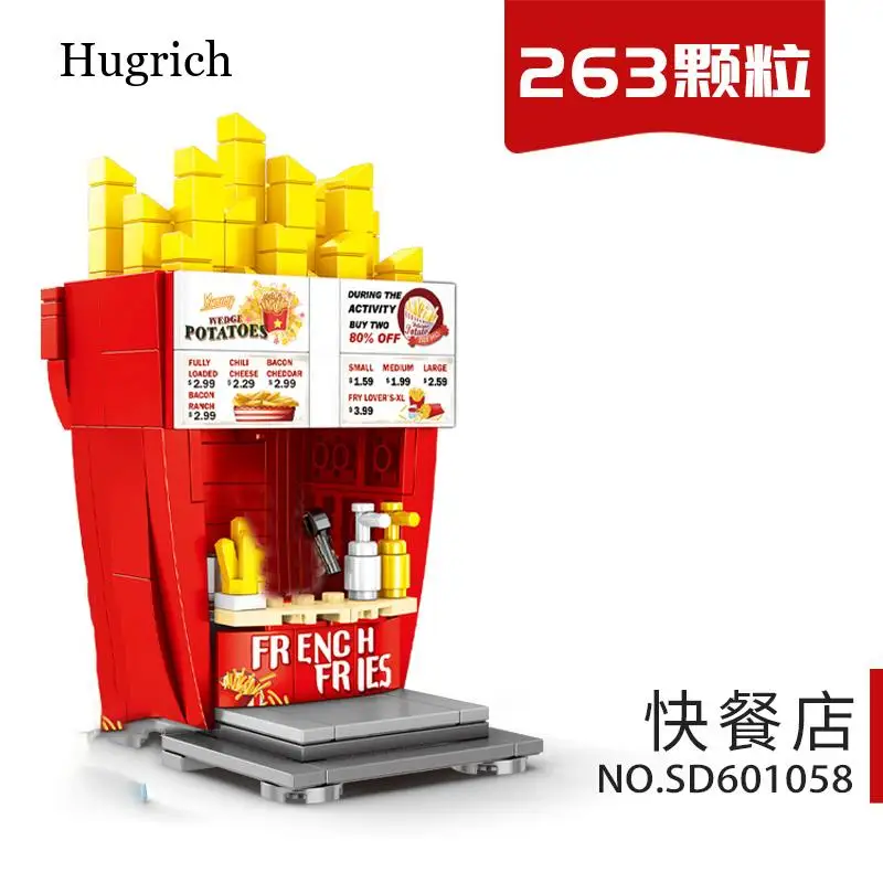 

Mini Shop Market Street View Sets Model Building Blocks Hamburger Restaurant Retail Store Creator Architecture Friends Girl City