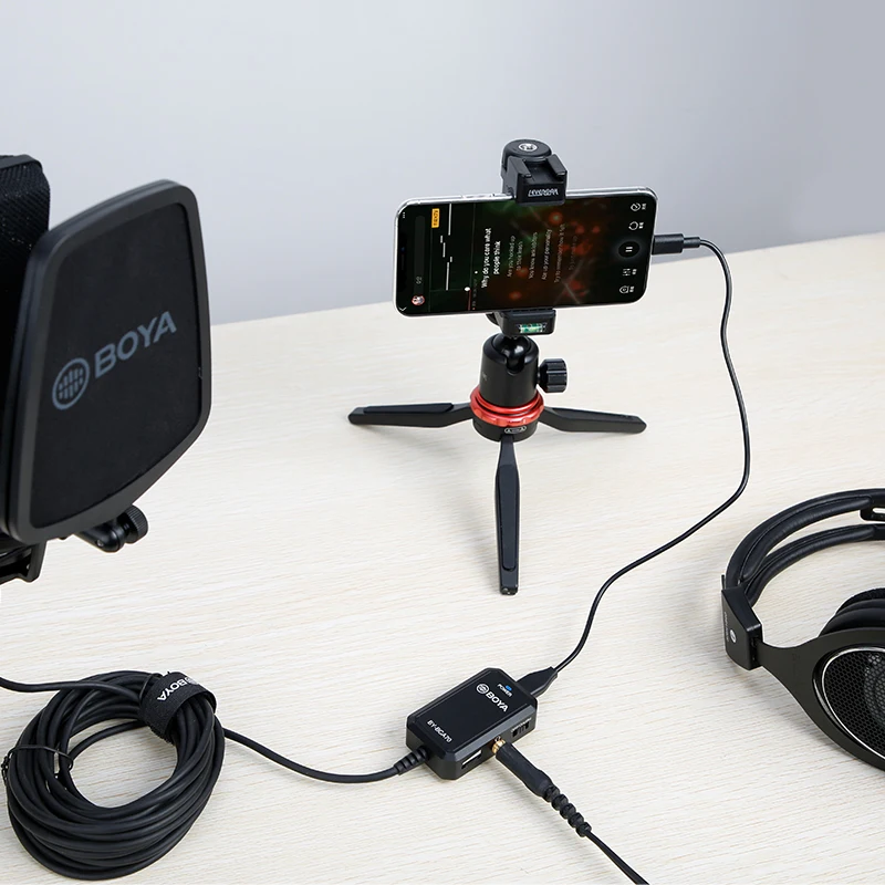 Аудиоадаптер BOYA BY BCA70 XLR mic для микрофонов ПК мобильных устройств совместимый со