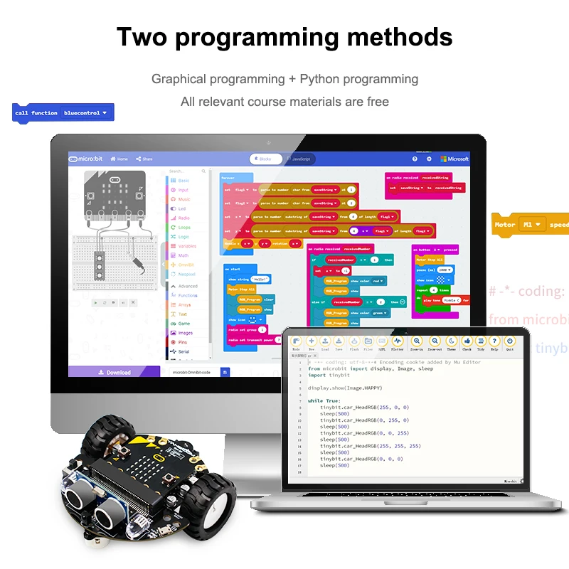 Yahboom Programmable Robot Car Bit Kit based on BBC Microbit V2 and V1 for STEM Coding Education | Игрушки и хобби