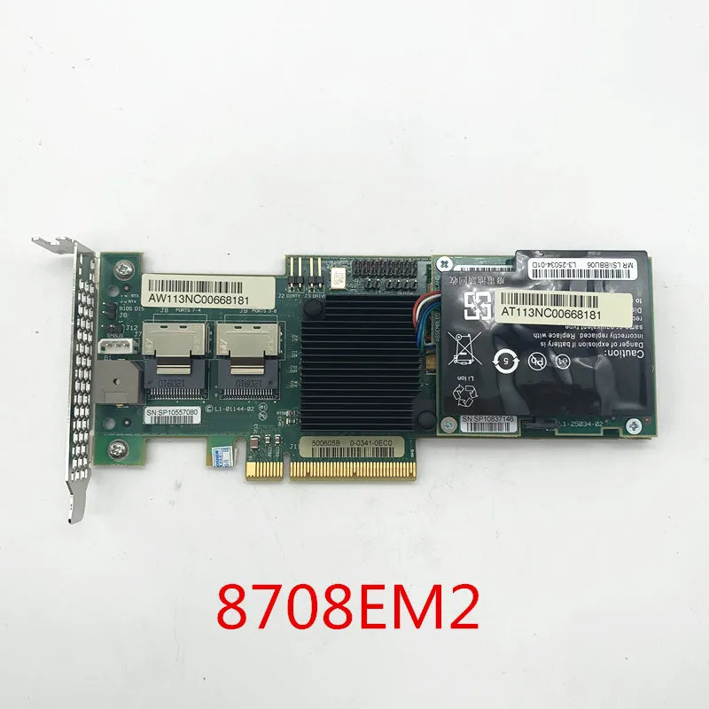 Карта контроллера Avago LSI MegaRAID SAS 8708EM2 LSI00180 8 портов SFF8087 256 Мб кэш-памяти PCI-E X8 raid5.1.0
