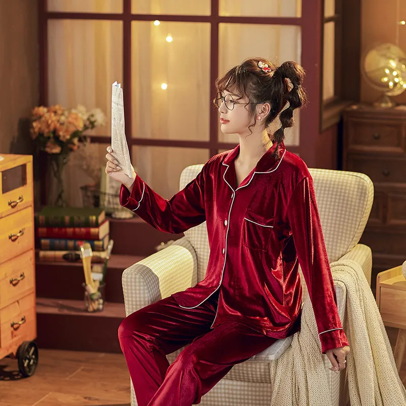 

Сезон осень-зима; Бархатные женские пижамы простые однотонные Цвет кардиган женский плюс жира размера плюс с лацканами домашний костюм