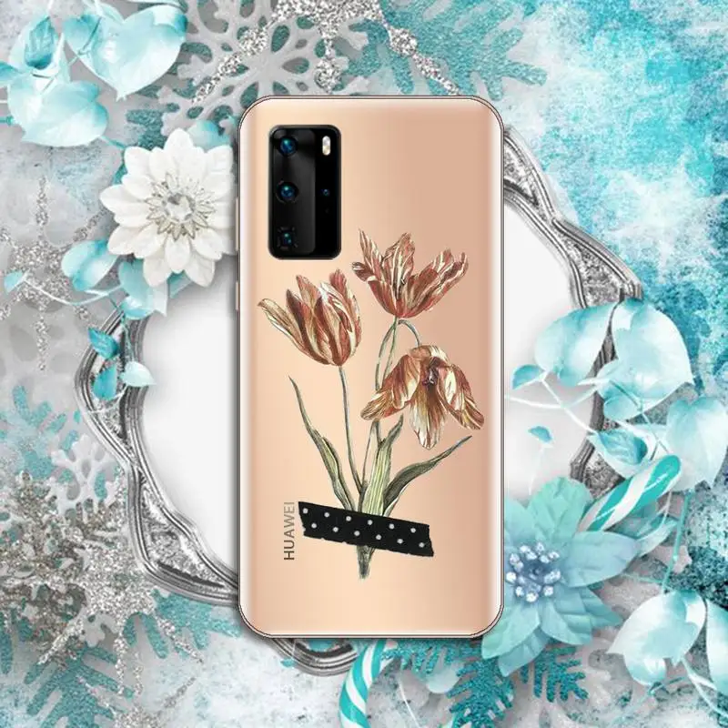 

Lotus Flowers Phone Case Transparent for huawei honor P 40 30 20 lite Pro 10 i 8 9 x p smart 2019