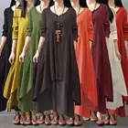 Женское длинное платье макси, с V-образным вырезом и длинным рукавом, в пол, асимметричное, повседневное, летнее, размера плюс