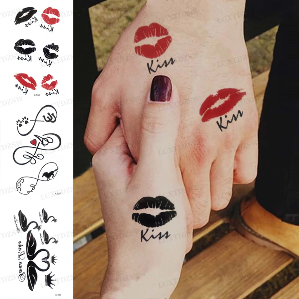 Temporary Waterproof Tattoo Stickers, Lip Prints, Caricatures, Girl Fake Tattoos, One-Time Decoration, Male And Female Body Art