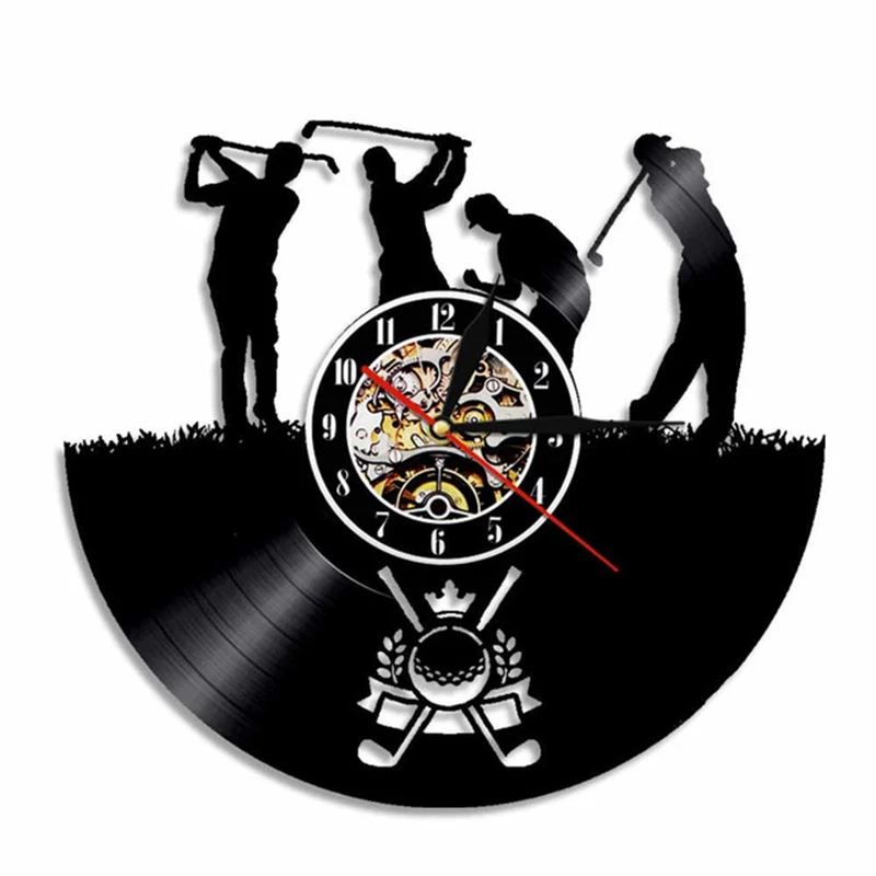 

Sports Game Interior Home Decor Golf Club Logo Wall Clock Golf Guys Vinyl Record Wall Clock Golfers Decorative Clock Art Gift