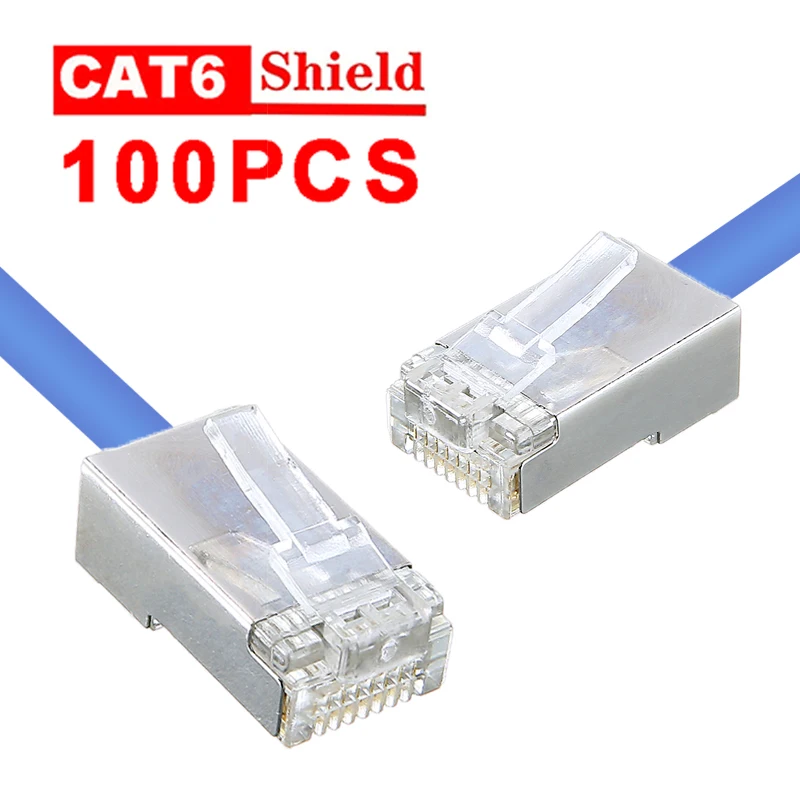 POHIKS 100 шт. RJ45 экранированный разъем сетевой кабель Высокое Скорость металла с