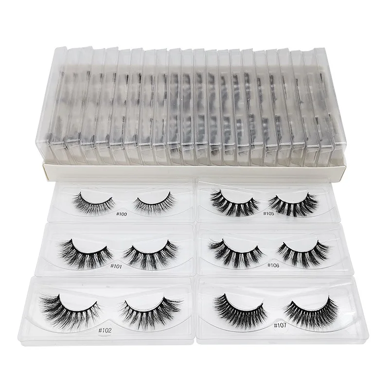 

New product wholesale cross border Europe 1 pair natural eyelashes color bottom card imitation mink hair thick 3D false eyelash