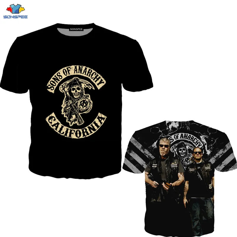 SONSPEE Sons of Anarchy 3D T-Shirt for Men Motorcycle Racing Compression Shirt with Engine Design image 3