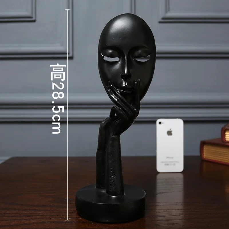 

Nordic Abstract Thinker Thinking Lady Mask Figurine Resin Statue Office TV Cabinet Home Decoration Crafts