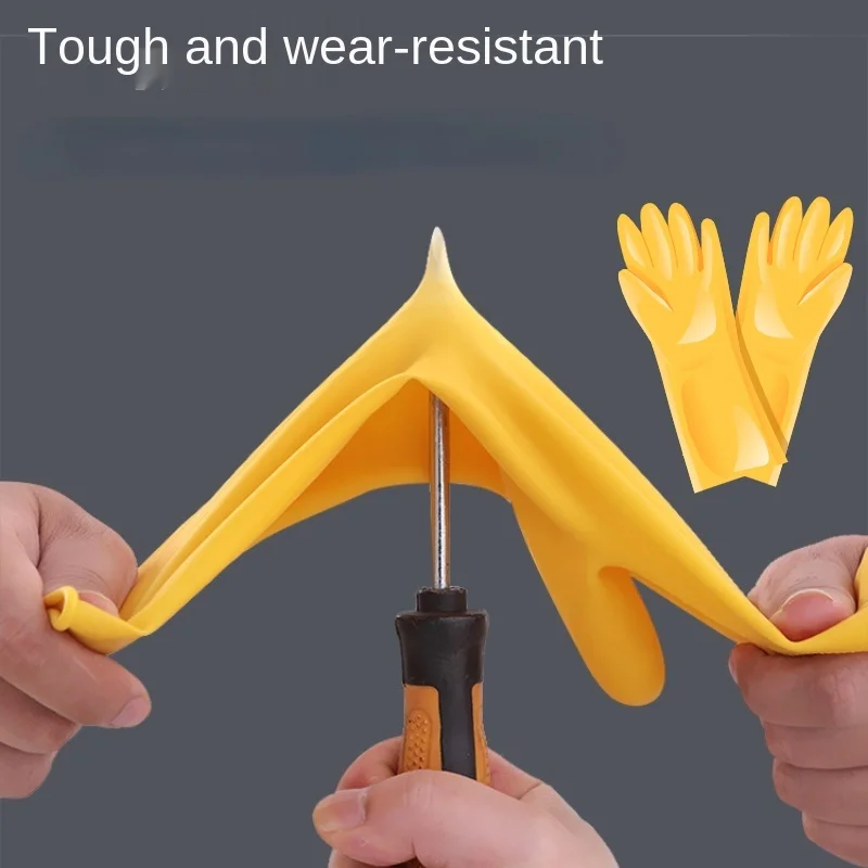 

Thickened Household Safety Washing Gloves Dishwashing Kitchen Wear-resistant Cleaning Rubber Waterproof Work Gloves Repeated Use