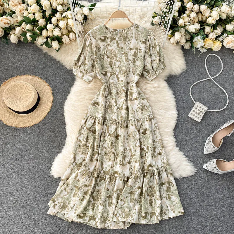 

Новинка 2021, модная женская одежда, платья с V-образным вырезом и принтом для женщин