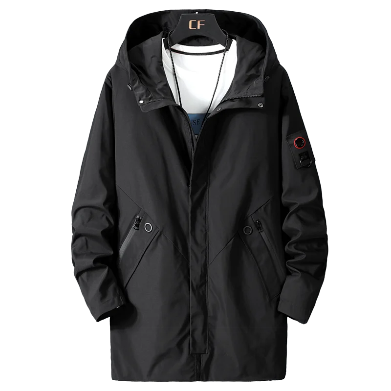 Мужская длинная куртка с капюшоном свободная осенне Весенняя верхняя одежда