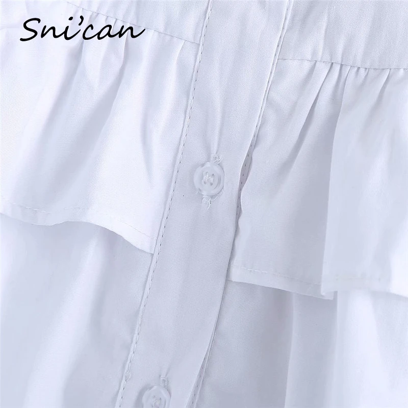 

Snican White Spring Ruffles Long Sleeve Blouse Vintage Ladies Blouse Za Women Crop Chic Tops Blusas Oversized Blusas Blancas New
