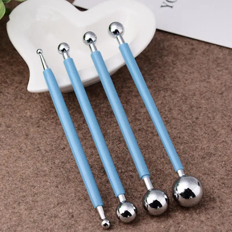 

4pcs/set DIY Stainless Steel Polymer Clay Sculpture Tools For Professional Clay Carving Molding Ball Stylus Sticks Cake Tools