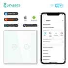 Настенные умные сенсорные выключатели BSEED, 123 каналов, Wi-Fi, стеклянные светодиодные выключатели, сенсорные переключатели Google Alexa App, нейтральные