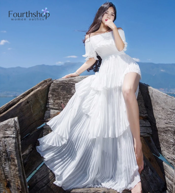 Богемное белое Макси платье длинное сексуальное женское вечернее с открытыми